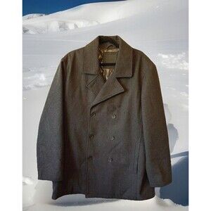 Tahari Coat Women's Size XL Wool Blend Pea Coat Lined Pockets Dark‎ Gray Black